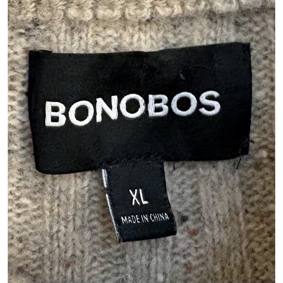 Bonobos Men’s Beige Cable Neck Full Button Cardigan Sweater XL Wool Blend - Picture 2 of 4